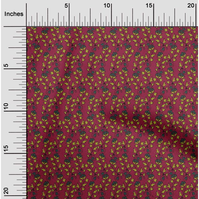 oneOone Tissu Polyester Lycra Feuilles & Floral Imprimé au Mètre 56 Pouces de Large