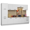 thumbnail image 1 of Madesa Ensemble d'Armoires de Rangement de Garage 125 Po L avec 11 Portes, Multiples Compartiments et 3 Tiroirs, Organisation Modulaire, Garde-Manger, Base, Armoire, Placard - Blanc, 1 of 11