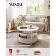 thumbnail image 2 of VASAGLE Coffee Table with Storage, Round Center Table for Living Room with Fabric Basket, Modern Style, Metal Frame, Matte White and Camel Brown, 2 of 6