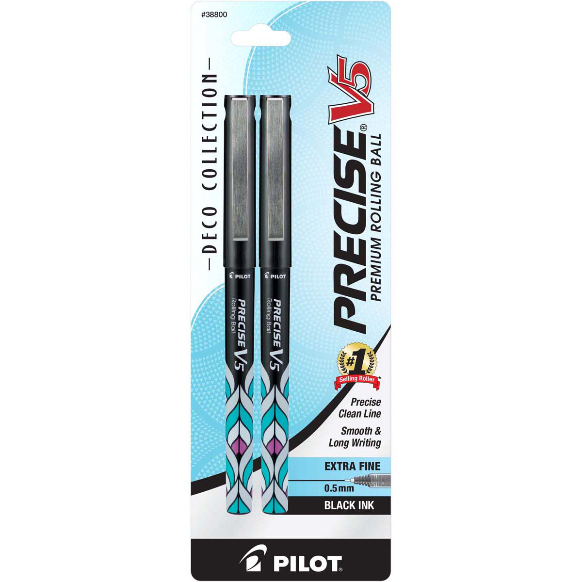 Pilot Stylos à Bille Roulante Precise V5 Premium X-Fine 2/pkg-Capsulés, Noir Déco