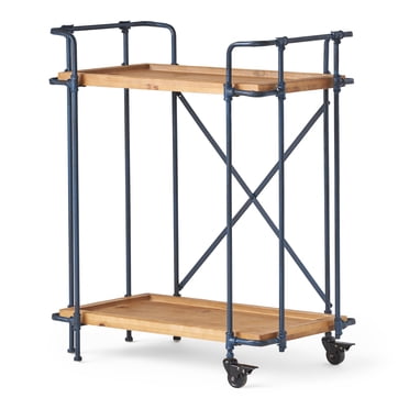 Bar Cart,Home Bar Serving Cart with Storage Shelves, 2 Tier Rolling Beverage Cart with Wheels, Modern Wine Cart for Kitchen, Living Room,Dining Room