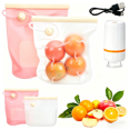 thumbnail image 1 of Jrelecs 2 Pcs Sacs de Rangement Alimentaires sous Vide Réutilisables en Silicone Sans BPA pour l'Entreposage des Aliments, sous Vide, Préparation de Repas, Fruits, Légumes, Viande, 1 of 15