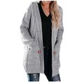 thumbnail image 1 of CEHVOM Women's Solid Color Cardigan Wool Sweater Pocket Recreational Long Sleeve Tops Clearance, 1 of 8