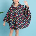 thumbnail image 2 of Children‘s Boys Girls Dinosaur Rainbow Printed Button Rain Jacket Hooded Windproof Raincoat, 2 of 4