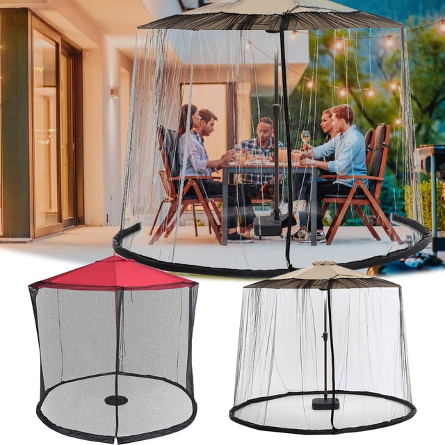 Outdoor Patio Umbrella Cover,Straight Rod Parasol,Sun Net,Waterproof,Durable Material,Easy Installation,UV Protection,for Garden,Pool,Beach,Plaid,PENDANE,Black
