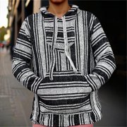 HUITKMM Men's Hoodies Mexican Hoodie Hippie Surf Poncho Sweater Sweatshirt Pullover