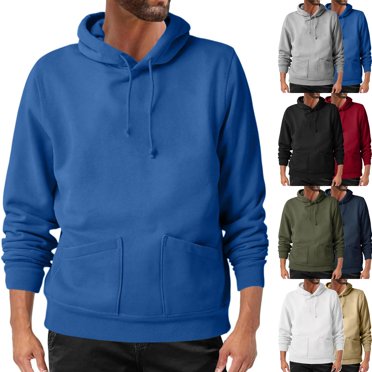 BiZtdJrK Chandails à Capuchon pour Hommes de Couleur Unie avec Poches, Automne, Extérieur, Manches Longues, Chandail Molletonné à Enfiler, Décontracté, Léger, Doublé en Molleton, Vert Armée, m