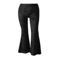 thumbnail image 2 of Women Velvet Flared Trousers  Solid Color High Waist Wide Leg Long Pants, 2 of 5