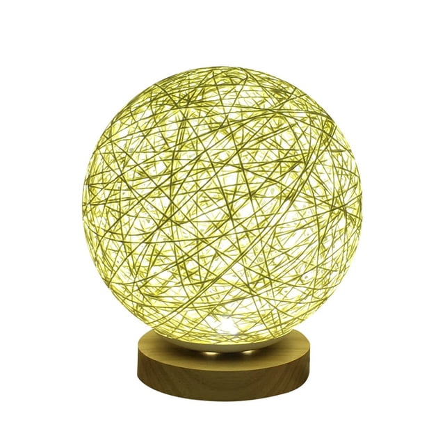Agiferg Lampe Lune en Rotin à DEL avec Recharge USB 3D, Veilleuse de Table/bureau