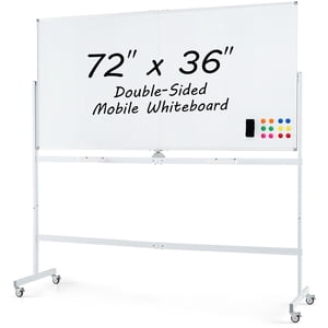 Gymax Tableau blanc magnétique à double bord de 72'' x 36''' avec support & Cadre en alliage d'aluminium
