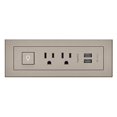 thumbnail image 2 of Legrand Wiremold RDSZNI10 radiant Furniture Power Center with USB and Switch, Recessed Power Strip, 2 Outlets, Type A USB, 10 Foot Cord, Nickel, 2 of 4
