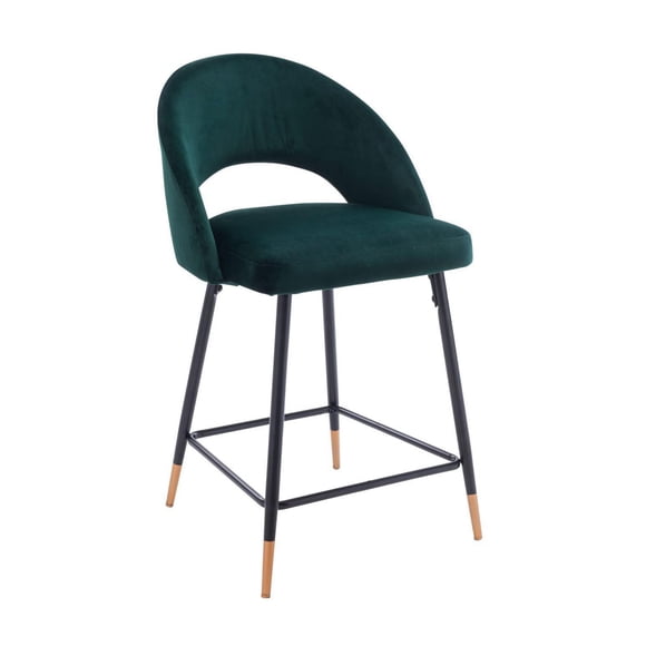 Plata Décor Velvet Stool with Black Metal legs