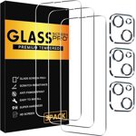 3 Protecteur d'écran Pack pour iPhone 14 Pro avec 3 Protecteur de verre trempé d'objectif de caméra Pack, 6.1 1 cm HD Film en verre trempé clair 9H Dureté Scratch Résistant, Non Air Bubbles