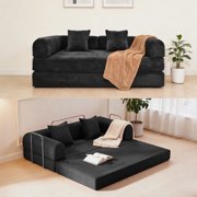 Compression Sofa - 78''Convertible Floor Sofa Bed - High-Back Floor Couch - Folding Sofa Bed with Rounded Arm Supports - Foldable Sofa Lounge Couches for Living Room Bedroom