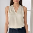 thumbnail image 2 of Gpoecd Camisoles à Col Rond pour Femmes, Décontractées, Col à Volants, Sans Manches, Blouse Basique d'Été pour Usage Quotidien, Camisole pour Femmes Beige, TTG, 2 of 4