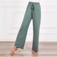 thumbnail image 4 of Diufon Straight Pants for Women Elastic High Waist Drawstring Pants Cotton Solid Color Lounge Wide Leg Pants, 4 of 6