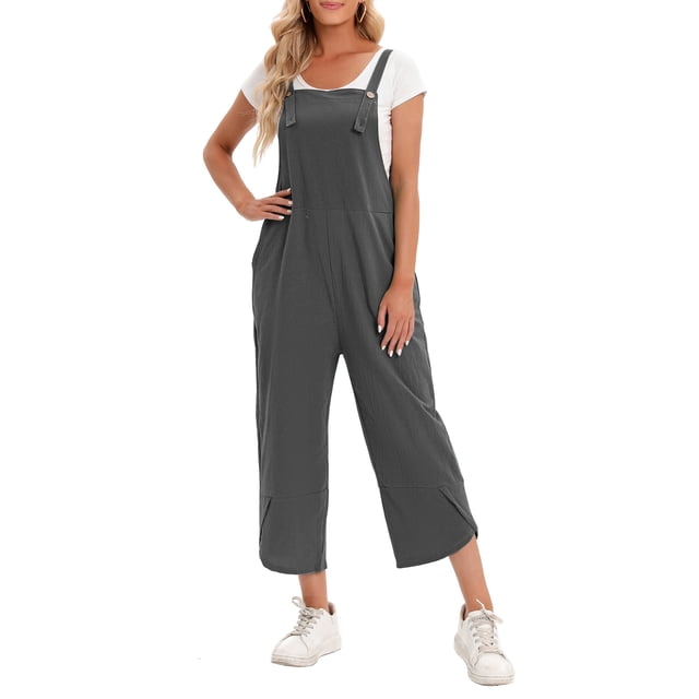 Combinaison pour Femmes avec Poches, Sans Manches, Jambes Larges, Grande Taille