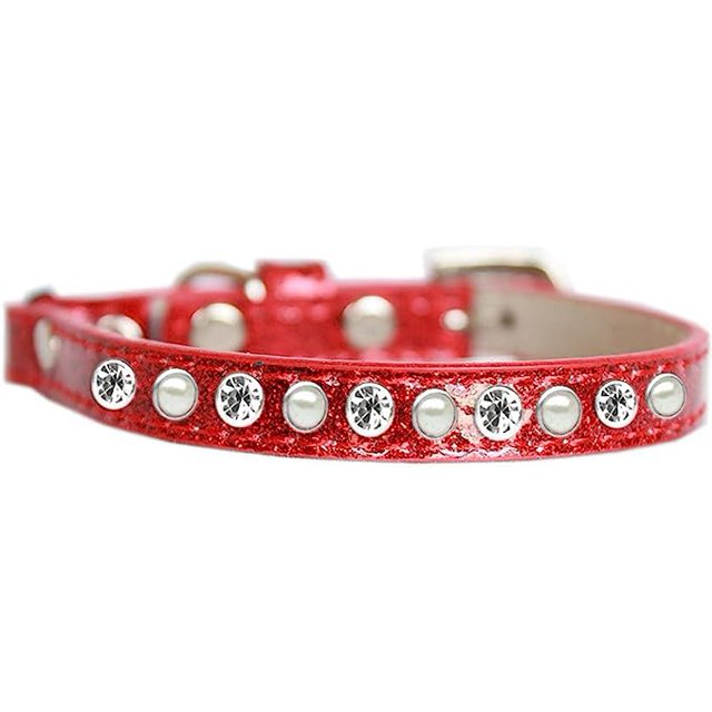 Pearl And Clear Jewel Ice Cream Cat Safety Collar Red Size 12