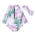 thumbnail image 1 of Toddler Girl Rash Guard Swimming Bathing Suit Ruffle Sun Protection Long Sleeve Toddler Girl Bathing Suit 12-18 Months Girls Clothing, 1 of 6