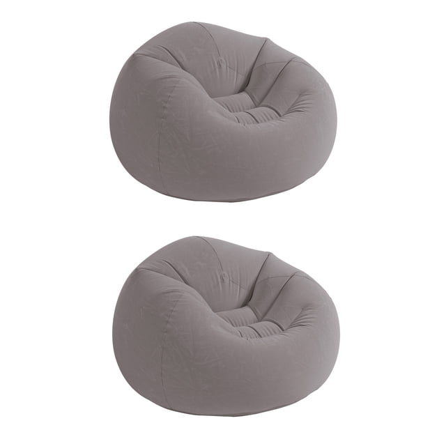 Intex Fauteuil Lounge Gonflable en Velours Côtelé Sans Haricots, Gris (Lot de 2)