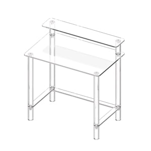 KFFKFF Tableau acrylique, 2 Niveau Bureau de bureau clair avec support de moniteur, bureau d'ordinateur d'étude acrylique, table de chevet côté moderne, 19.7 x 31.5 x 34.7 dans (Clear)