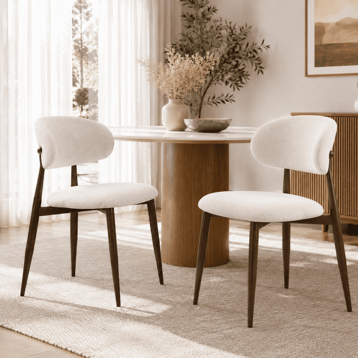 Aykah Mabel Dining Chairs Set of 2, Modern Fabric Upholstered Kitchen ...