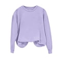 thumbnail image 2 of Milgrthf Chandails d'Automne pour Fille Basiques Tendance à Manches Longues Légers Décontractés à Col Rond Chandails à Enfiler Hauts Violet TTG, 2 of 5
