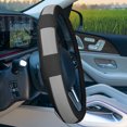 thumbnail image 4 of FH Group FH2002-GRAYBLACK Deluxe Full Grain Authentic Leather Steering Wheel Cover- GRAYBLACK, 4 of 5