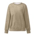thumbnail image 5 of Pxiakgy Femmes Automne Hiver Ample Décontracté Décontracté Manches Longues Col Rond Chandail Uni Kaki + TG, 5 of 5