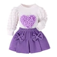 thumbnail image 1 of Sunnyoo Girls Outfits Heart Print Long Sleeve Pullover Top & Pleated Two Piece Set, 1 of 8