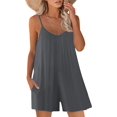 thumbnail image 1 of ORUYROP SNUGWIND Femmes Casual Sans Manches Sangle Lâches Combinaisons Réglables Stretch Shorts Romper avec Poches, 1 of 5