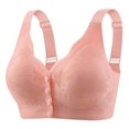 thumbnail image 1 of Fgnfyis Women's Solid Color Lace Pattern Front Buckle Non Underwire Tank Top Bra Womens Bras Pink XXXXL, 1 of 7