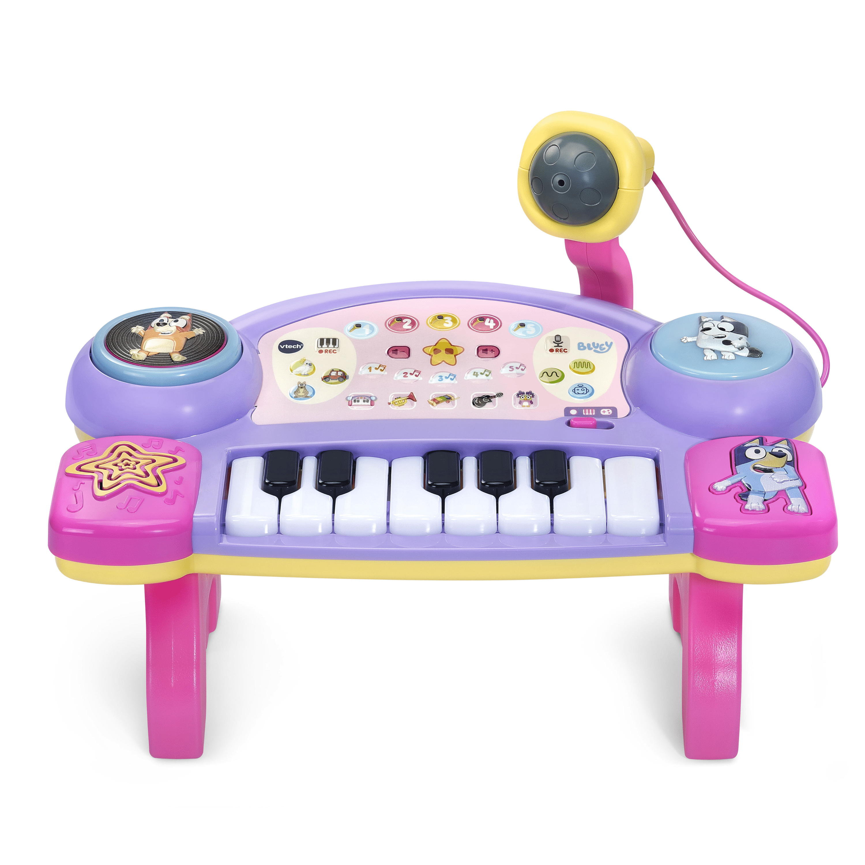 VTech Bluey Super piano DJ avec microphone pour les enfants - Version Française, 3+ Ans