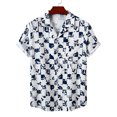 thumbnail image 2 of Chemise en Denim Homme Décontractée Boutons Plage Imprimé Floral Non Positionné Col Rabattu Chemise à Manches Courtes Blouse, 2 of 5