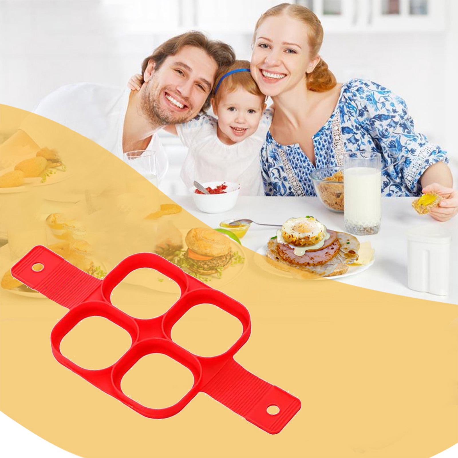 Chmadoxn Kitchen Gadgets, Kitchen Accessories, Kitchen Utensils, Kitchen Tool 4 Hole Omelette Maker Multi-functional 7-link Round Star Heart Shaped Pancake Maker Breakfast Baking Molds Omelette Mold