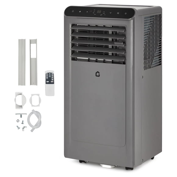 Unidad de Aire Acondicionado Portátil 8000 BTU - Sistema 3 en 1 con Deshumidificador, Ventilador y Refrigeración - Temporizador de 24 Horas, Control Remoto y Kit de Ventana Incluido