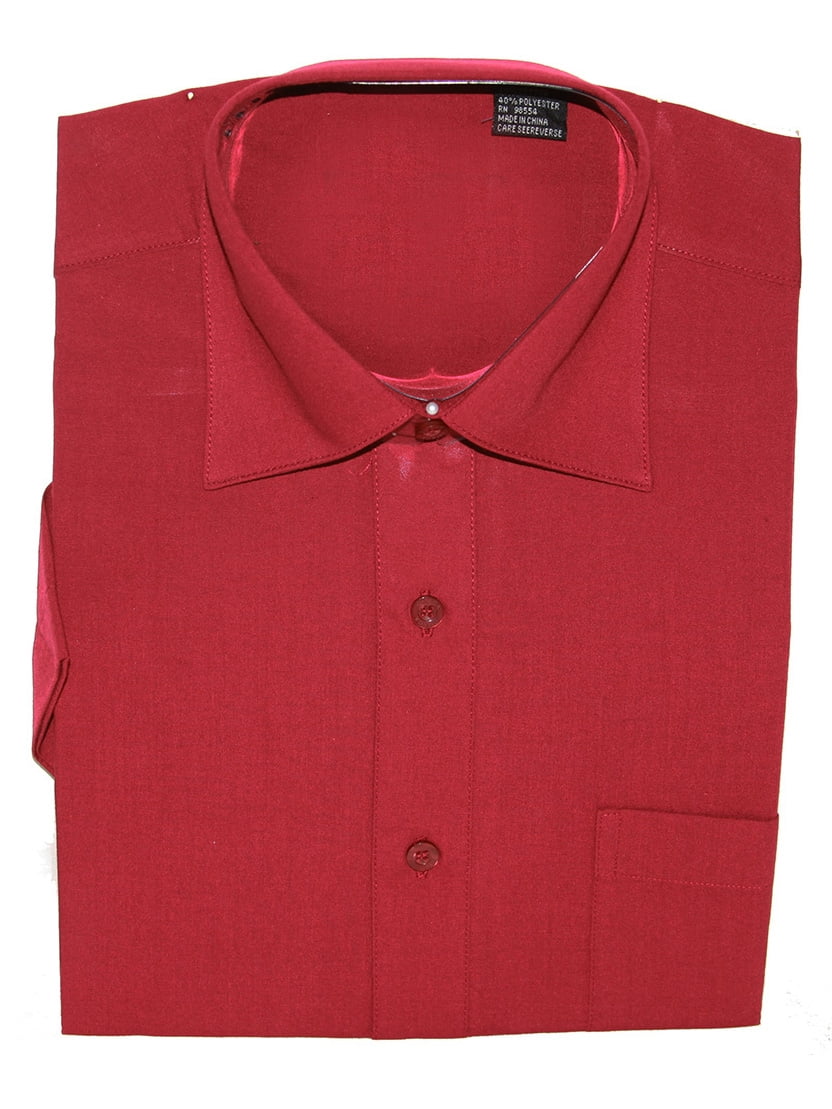 Gravity Threads Mens Dress Shirt Short Sleeve , Large Red