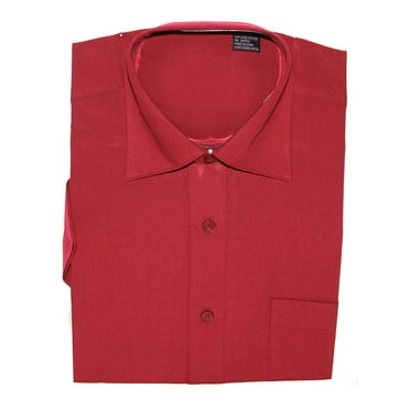 Gravity Threads Mens Dress Shirt Short Sleeve , 2XL Red