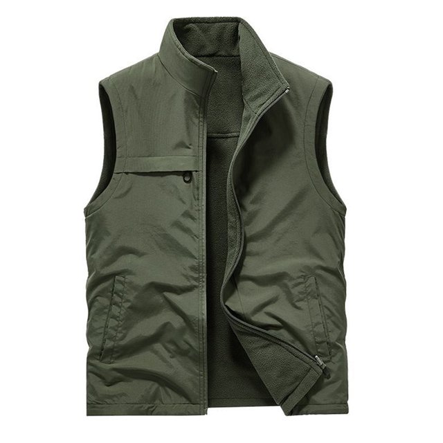 Birdeem Mens Thin Workwear Solid Color Stand Collar Sleeveless Jacket Tank Tops
