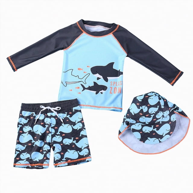 gdxvjhbj Boys Swim Set Baby Boys Rash Guard Set Long Sleeve Swim Set for Toddler Boys Two Piece Bathing Suits with Swim Trunks 2T 3T (Dark Gray,2-3 Years)