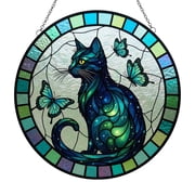 Hearth & Gear Cute Cat And Acrylic Hanging Ornament Decorative Hanging Pendant For Home Garden Party Universal Bead Garland 6ft Christmas Door Ring Stained Glass Hanger A Ornament Stain Glass Window