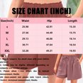 thumbnail image 3 of Ovticza Womens Linen Shorts 2025 Summer Drawstring Ruffle Elastic High Waist Solid Color Casual Beach Shorts with Pockets Dark Blue L, 3 of 8