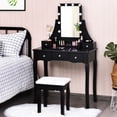 thumbnail image 3 of Gymax Vanity Dressing Table Set w/Removable Box &10 Dimmable Bulbs Touch Switch Black, 3 of 10