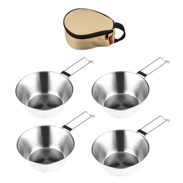 4 Pcs Extérieur Acier Inoxydable 300ml Sierra Bowl Vaisselle de Pique-Nique Portable Barbecue Randonnée Camping Tasse Batterie de Cuisine de Pique-Nique avec Sac de Rangement