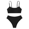thumbnail image 1 of Hiiyo Big Girls Swimsuit Solid Color Bikini Set Kids Swimwear Bathing Suit,2-Piece, 1 of 5