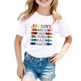 thumbnail image 1 of LUOGENLI T-Shirt pour Filles Enfants Mode Décontractée Imprimé Col Rond Manches Courtes T-Shirt Haut Chemises pour Filles Tendance Été Blanc 12-13 Ans, 1 of 4