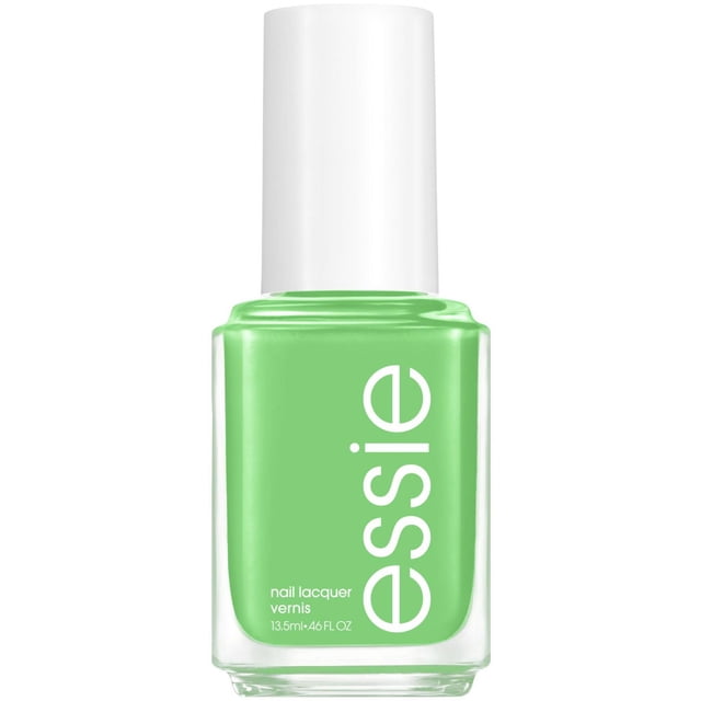 Essie Nail Polish in a clear square glass bottle with a white cap, containing glossy light green nail lacquer with 13.5 ml (0.46 fl oz) volume, providing streak-free, chip-resistant coverage and an easy-glide brush for precise application, suitable for flawless manicures and nail care.