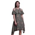 thumbnail image 1 of Bimba Grey Bird Print Womens Chic Style Cold Shoulder Shift Dress Summer Tunic - X-Small, 1 of 6