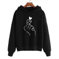 thumbnail image 1 of MRULIC Chandail en Molleton pour Femmes Sweat à Capuche à Manches Longues Pull-Over Noir + m, 1 of 3