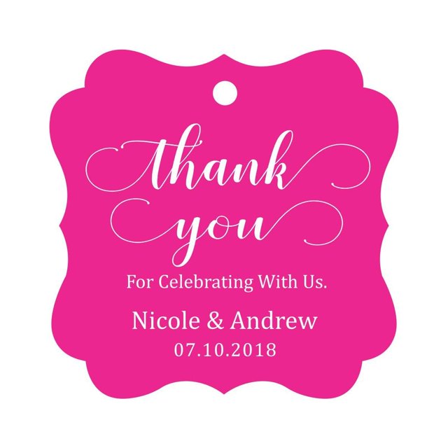 Darling Souvenir Custom Names Thank You For Celebrating With Us Wedding Hang Tags Personalized Party Tags-Magenta-50 Tags